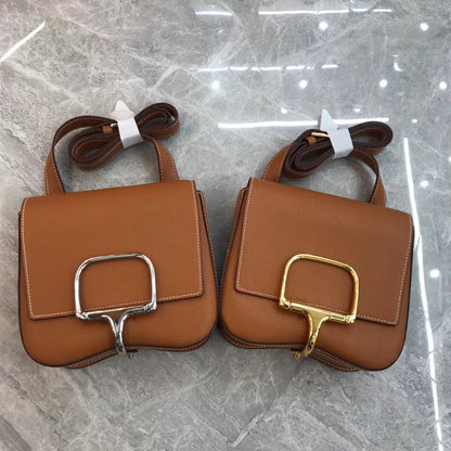 SEALBEER New butt bag 2025 leather women's bag fashion casual shoulder diagonal span palm pattern cowhide horseshoe buckle saddle bag