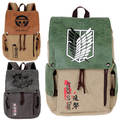 Anime Backpack School Bag BackPack Attack on Titan Tokyo Avengers One Piece Green Valley Canvas School Bag