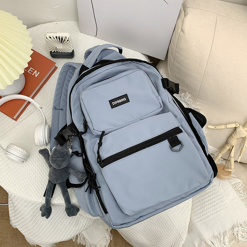 Dark Schoolbag Female Korean Style High School Student Backpack Fashion Brand Campus Ins Tooling Style Large Capacity Backpack Male