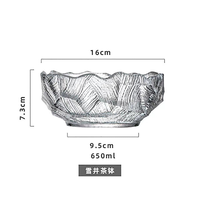 Japanese Snow Well Tea Wash Crystal Glass High Value Salad Bowl Living Room Household Fruit Dessert Bird's Nest Bowl Premium Sense