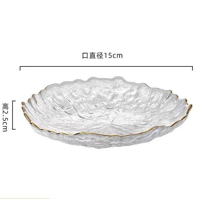 Glass dried fruit plate snacks placed in the front desk fruit plate household living room high value high-end candy light luxury plate transparent