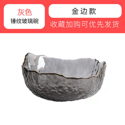 Japanese-style glacier glass salad bowl soup bowl set large fruit bowl household tableware wholesale high-value dessert bowl