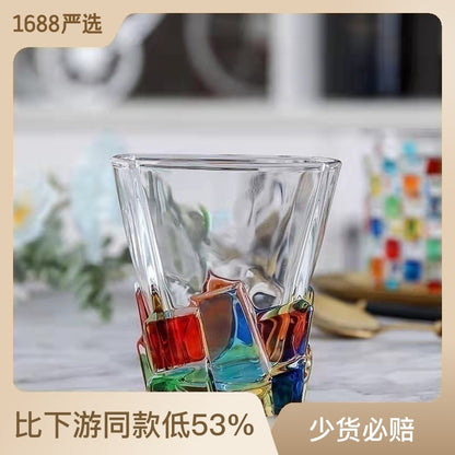 Italian hand-painted crystal glass mouthwash cup high value whiskey creative color woven water cup