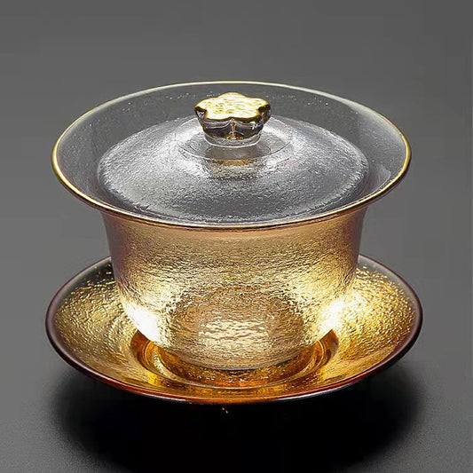 Thickened glass large tea bowl is not hot, Kung Fu tea set cup handmade high-end Sancai cover bowl wholesale gift logo