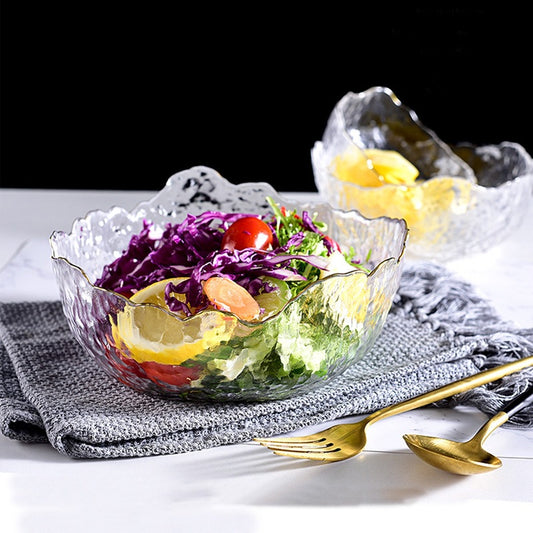 Japanese-style glacier glass salad bowl soup bowl set large fruit bowl household tableware wholesale high-value dessert bowl