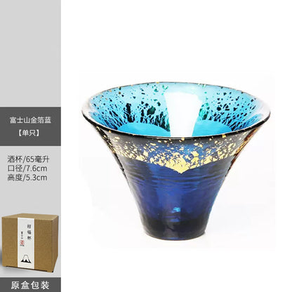 Fuji Mountain Zhaofu Cup Gold Foil Crystal Glass Sake Cup Premium Japanese-style small wine glass High value gift belt box