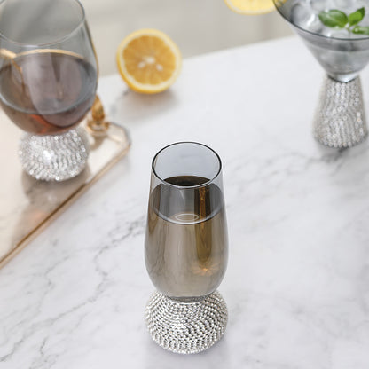 Light luxury diamond-encrusted crystal glass, champagne cup, high-value ice cream, diamond-wrapped high-foot diamond red wine glass wholesale