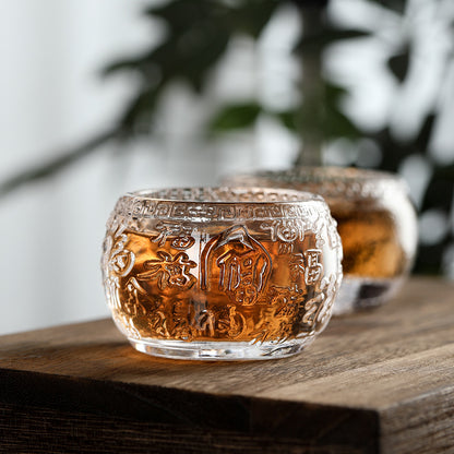 Chinese crystal glass teacup gift box Baifu cup Kung Fu tea set thickened tea single cup master cup wholesale