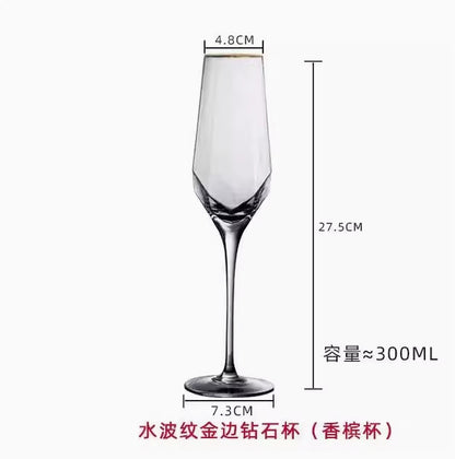 High value diamond-encrusted crystal red wine glass light luxury ins wine glass retro glass goblet champagne glass