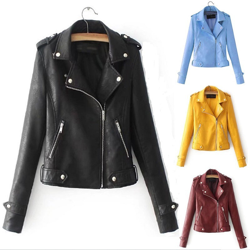 European and American spring and autumn PU women's leather jacket winter new coat Korean version slim locomotive leather jacket fashion women's top