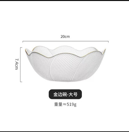 Spot simple light luxury glass bowl household set fruit plate flower language dessert vegetable salad bowl tableware wholesale