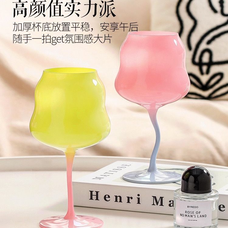 High value creative color goblet crystal cup macaron twist cup ladies cute water glass wine glass juice cup