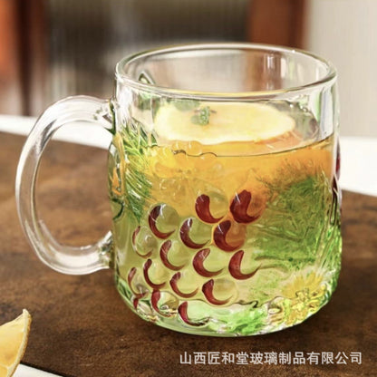 Stained glass water cup female thickened crystal handle cup handmade painted beer cup household high value juice cup