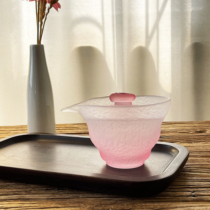 Kung Fu tea set glass fair cup cover bowl crystal tea cup glazed master cup coaster pink tea cup