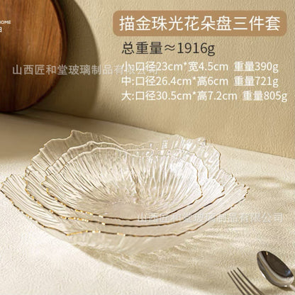 Phnom Penh light luxury glass plate creative fruit plate living room Japanese snack plate high value crystal  salad plate