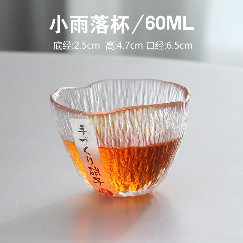 Japanese-style glazed tea cup single cup rain falling glass small teacup thickened teacup handmade hammer pattern small wine cup master cup