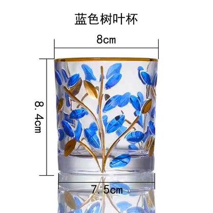 High-value Italian water cup, leaf pattern, hand-painted gold, colored crystal glass, whiskey, Popular wine, beverage cup