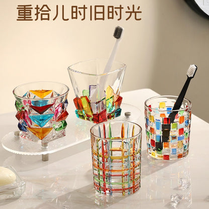 Creative colored glass mouthwash cup wholesale light luxury household brushing cup wedding gift Italian crystal wine glass