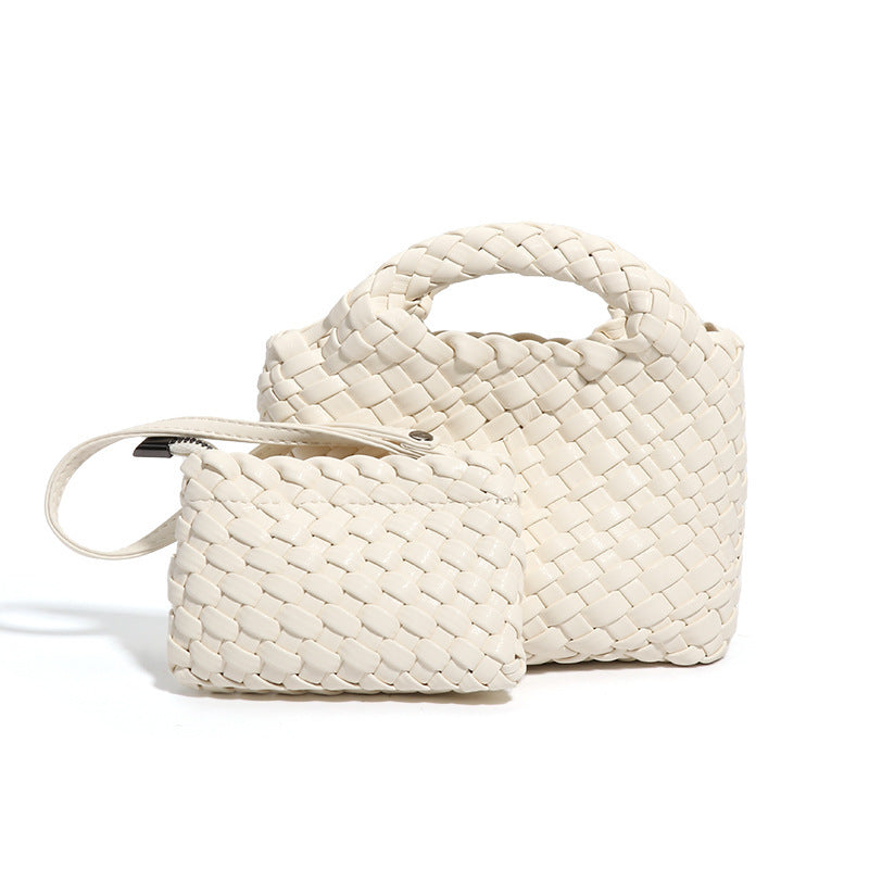 SEALBEER Vegetable basket bag, woven bag, small mini bucket, one shoulder oblique span bag, exquisite and cute, high-end hand bag.