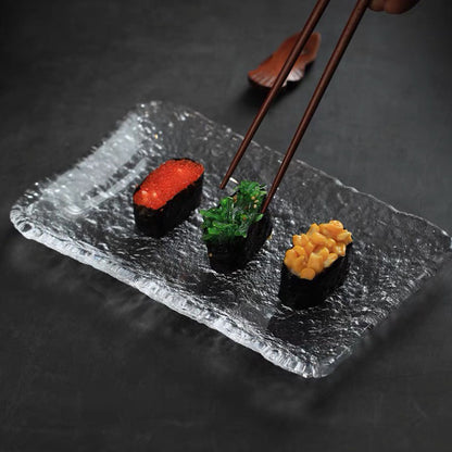 Japanese crystal glass plate high value tableware sushi dish rectangular tray dessert fruit plate wholesale