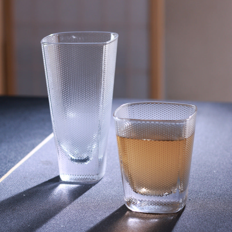 High value simple glass water cup niche design juice beverage cup creative whiskey beer cup wholesale