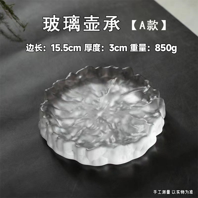 Simple glass pot cover plate Chinese kung fu tea set tea tray glazed dry brewing table exquisite Japanese food dim sum sushi plate