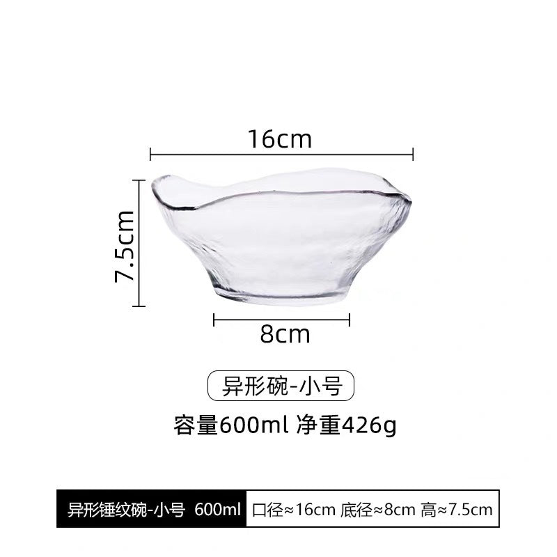 Japanese crystal glass salad bowl transparent high-value fruit bowl high-grade irregular fruit bowl household cooking bowl