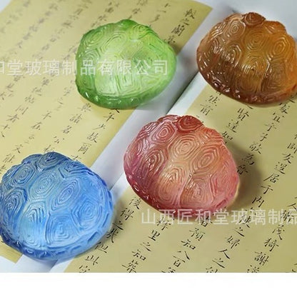 Glass paperweight calligraphy rice paper props tortoise shell small ornament glass book press tea pet creative study four treasures ruler