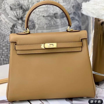 SEALBEER 2025 new second-generation Kelly bag sw leather first-layer cowhide lock fashionable single shoulder oblique span portable casual small square bag