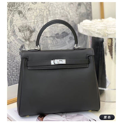 SEALBEER 2025 new second-generation Kelly bag sw leather first-layer cowhide lock fashionable single shoulder oblique span portable casual small square bag