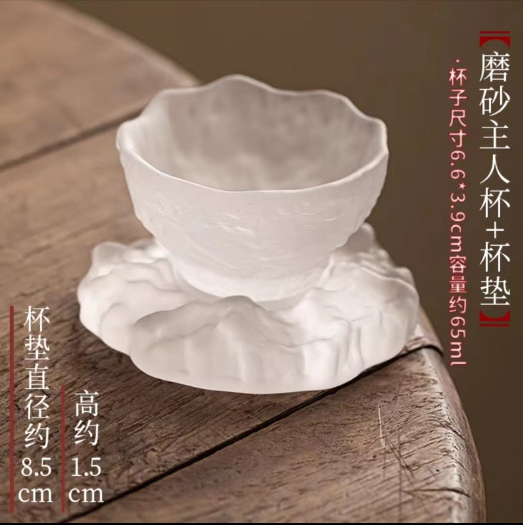 Japanese-style glazed tea cup women's sake cup handmade coaster glass cup Chinese style teacup master cup set