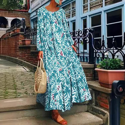 2025 spring clothing 2025 summer new Popular trade women's clothing ebay digital printing long-sleeved dress casual long dress