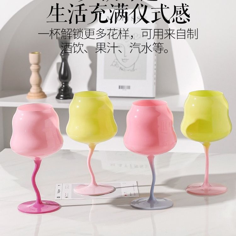 High value creative color goblet crystal cup macaron twist cup ladies cute water glass wine glass juice cup