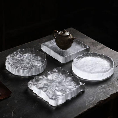 Simple glass pot cover plate Chinese kung fu tea set tea tray glazed dry brewing table exquisite Japanese food dim sum sushi plate