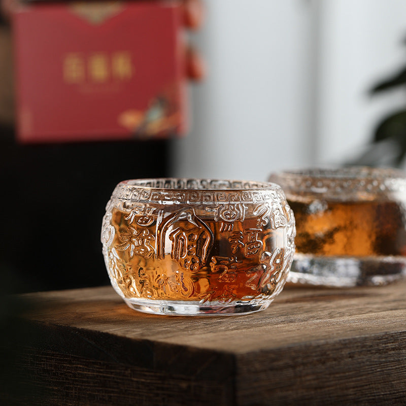 Chinese crystal glass teacup gift box Baifu cup Kung Fu tea set thickened tea single cup master cup wholesale