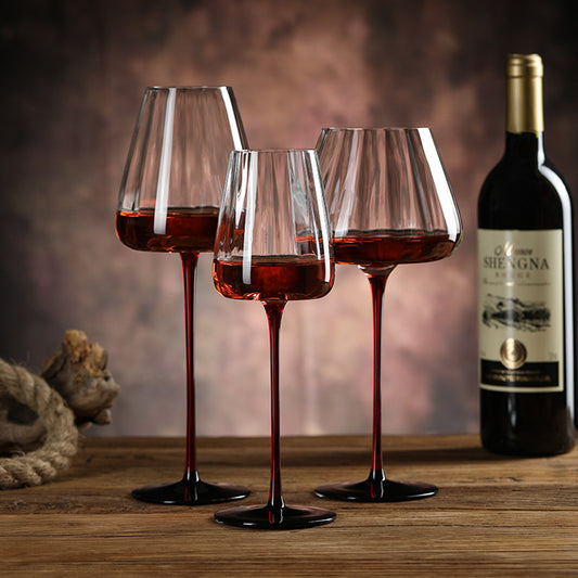 Crystal glass black bow tie red rod wine glass Burgundy high-end household tall wine glass champagne cup wholesale