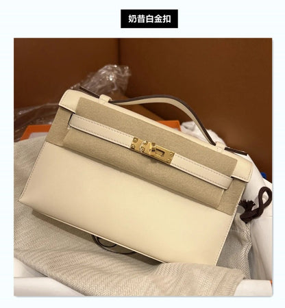 SEALBEER 2025 New Generation Kelly Bag Fashion One Shoulder Oblique Cross Hand Lock Casual Palm Pattern Trendy Leather Women's Bag