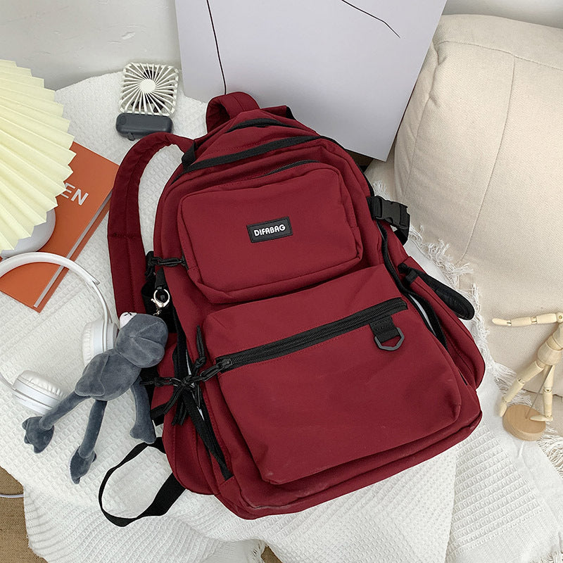 Dark Schoolbag Female Korean Style High School Student Backpack Fashion Brand Campus Ins Tooling Style Large Capacity Backpack Male