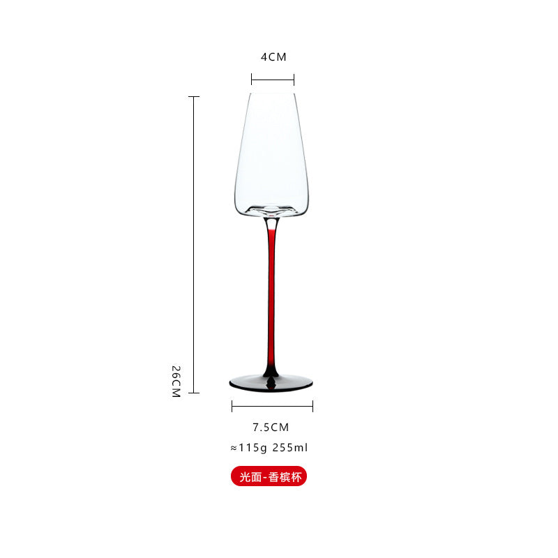 Crystal glass black bow tie red rod wine glass Burgundy high-end household tall wine glass champagne cup wholesale