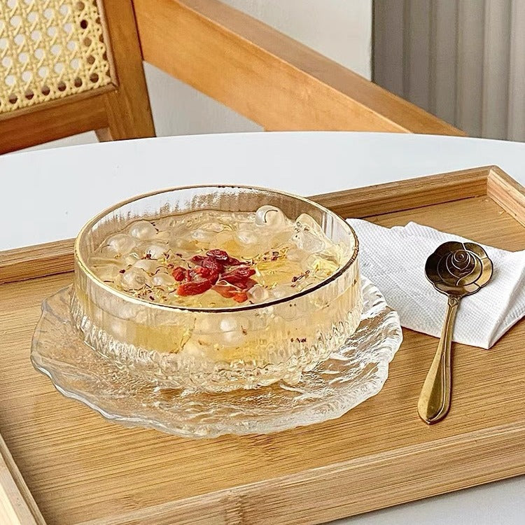 High-value dessert bowl glass bowl fruit yogurt crystal bird's nest dish set exquisite breakfast dish salad bowl