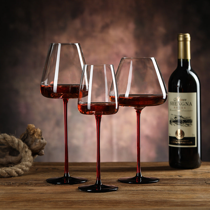 Crystal glass black bow tie red rod wine glass Burgundy high-end household tall wine glass champagne cup wholesale