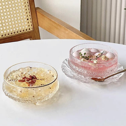 High-value dessert bowl glass bowl fruit yogurt crystal bird's nest dish set exquisite breakfast dish salad bowl