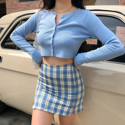 sealbeer - Cara Plaid Skirt // Blue