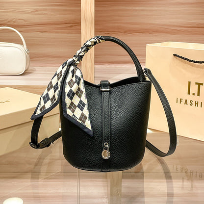 SEALBEER Hot trade New bag popular new lychee pattern bucket bag women's handbag Korean version single shoulder messenger bag mother and child bag