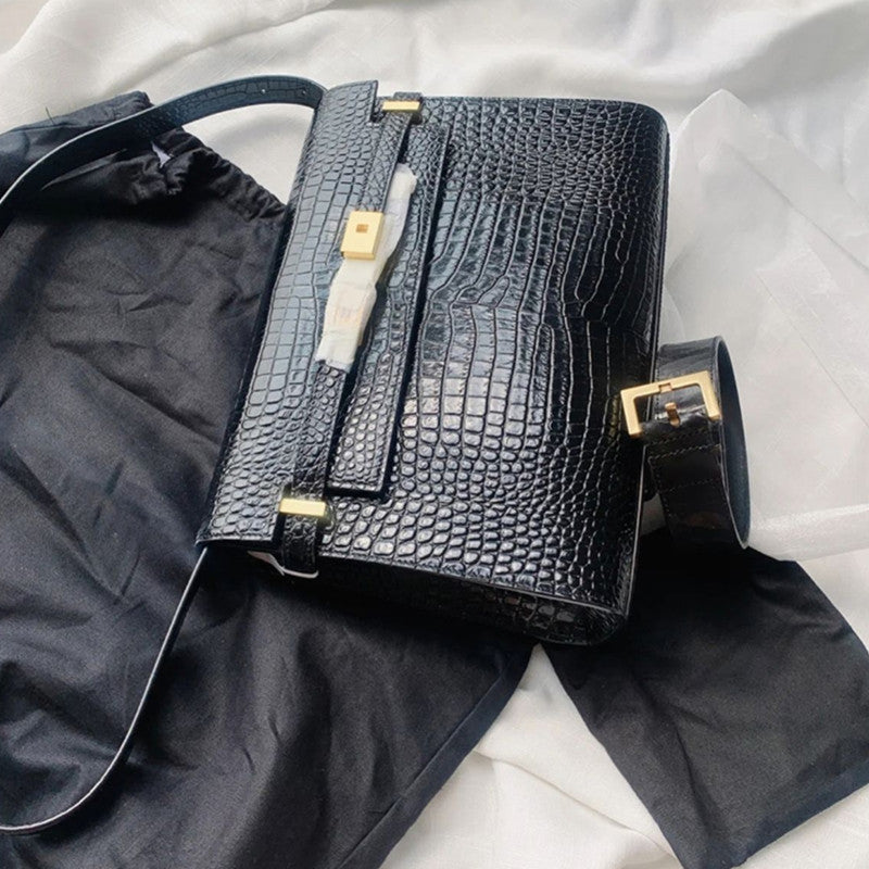 SEALBEER 2025 New Manhattan Tofu Bag Fashion Women's Bag One Shoulder Oblique Cross Portable Alligator Leather Lock Small Square Bag