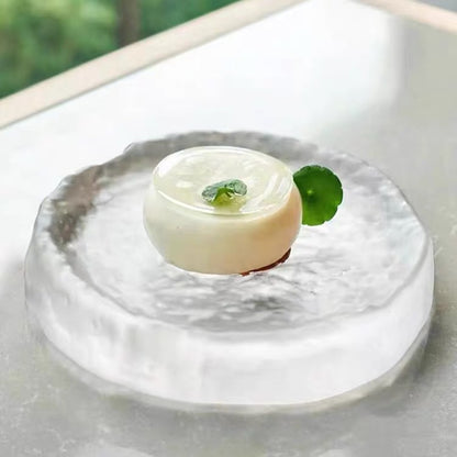 Japanese dessert appetizer glass ice plate cold dish serving plate premium western food plate dim sum plate high value sushi plate