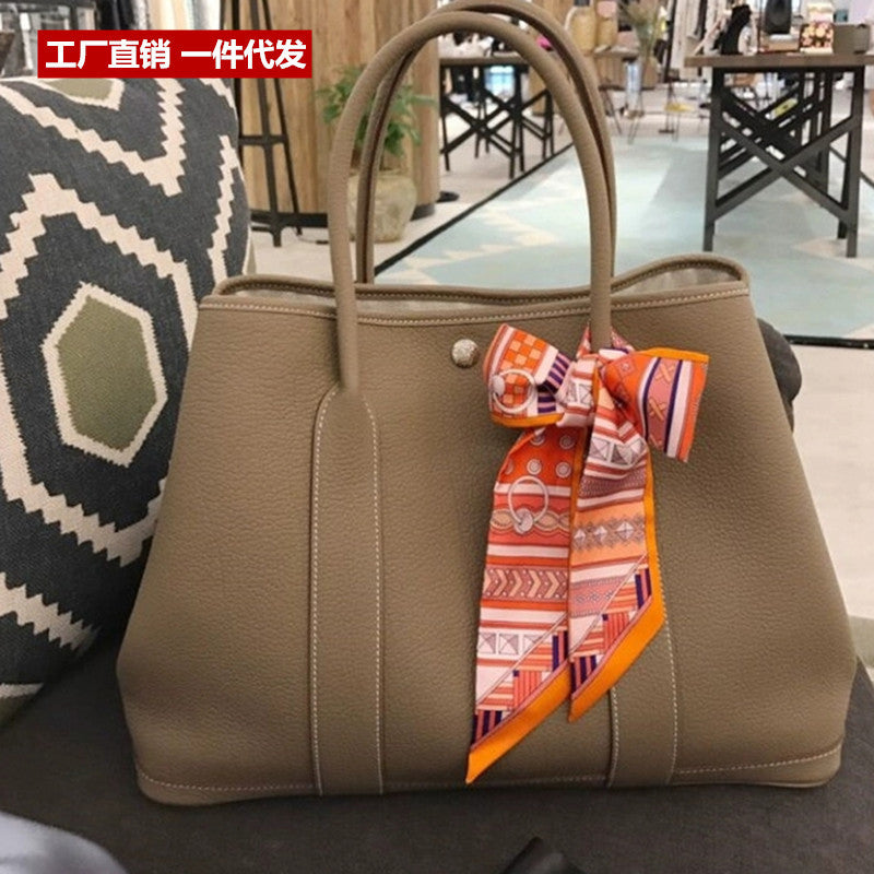 SEALBEER 2025 garden bag head layer lychee pattern cowhide togo leather commuting trend versatile handbag large capacity women's bag