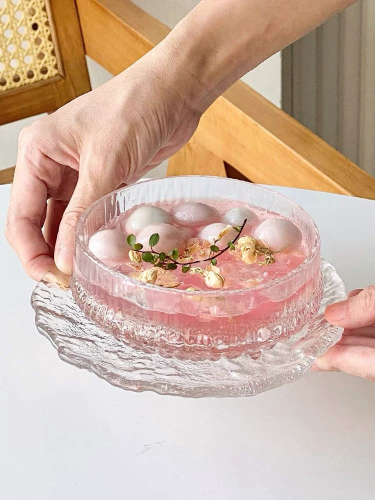 High-value dessert bowl glass bowl fruit yogurt crystal bird's nest dish set exquisite breakfast dish salad bowl