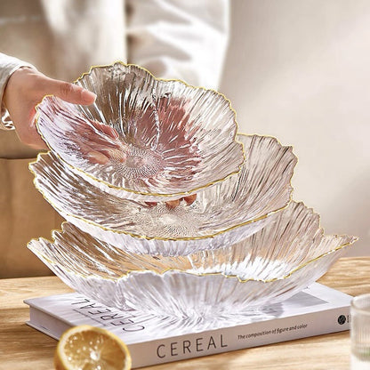 Phnom Penh light luxury glass plate creative fruit plate living room Japanese snack plate high value crystal  salad plate