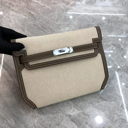 SEALBEER Fashion canvas cowhide Kelly bag 2025 fashion one shoulder crossbody contrasting color small square bag casual leather messenger bag